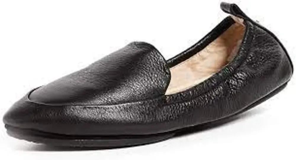 Yosi Samra Skyler Leather Loafer Shoes Slip On Pointed Toe Lightweight Black 7